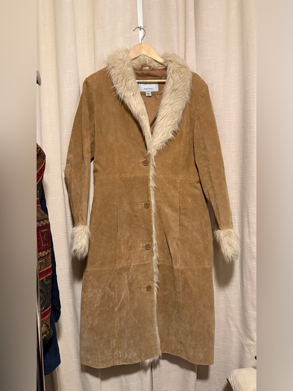Wilsons Leather penny lane Brown & Cream Shearling-Style Leather Coat